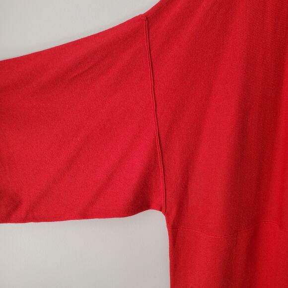 J Jill Red Boxy Cotton Cashmere Sweater Jumper XL Minimalist Modern Holiday Cozy - Picture 2 of 10